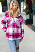 Load image into Gallery viewer, Magenta Plaid Flannel Button Down Oversized Jacket