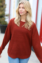 Load image into Gallery viewer, All Put Together Dark Rust Waffle Knit Hi-Low Sweater