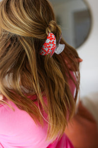Red Hearts & Glitter Hair Claw