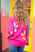 Load image into Gallery viewer, Flower Power Hot Pink Daisy Jacquard Pullover Sweater