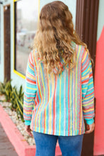 Load image into Gallery viewer, Be Bold Mint Multicolor Stripe Pullover Notched Hoodie