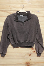 Load image into Gallery viewer, Mocha Half Zip Cropped Pullover Sweater