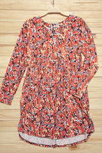 Load image into Gallery viewer, Rust &amp; Chocolate Floral Long Sleeve Babydoll Dress