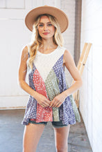 Load image into Gallery viewer, Ditzy Floral Color Block Two-Tone Terry Swing Tank
