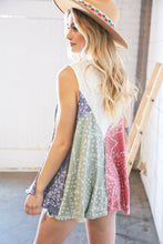 Load image into Gallery viewer, Ditzy Floral Color Block Two-Tone Terry Swing Tank
