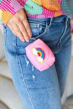 Load image into Gallery viewer, Bubblegum Pink Rainbow Patch Coin Purse Keychain
