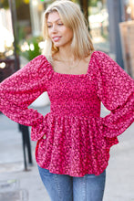 Load image into Gallery viewer, Always With You Fuchsia Smocked Ditzy Floral Ruffle Top