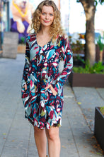 Load image into Gallery viewer, Bedazzle In Navy &amp; Plum Abstract Print Side Pocket Dress