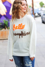 Load image into Gallery viewer, Spotlight Lurex Embroidered Neon &quot;Hello Pumpkin&quot; Chunky Sweater