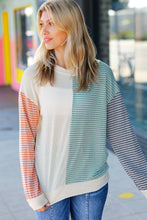 Load image into Gallery viewer, Feeling Casual Rust &amp; Olive Two-Tone Knit Color Block Top
