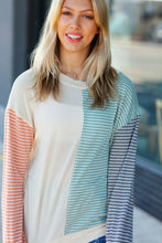 Load image into Gallery viewer, Feeling Casual Rust &amp; Olive Two-Tone Knit Color Block Top