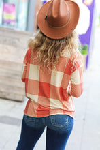Load image into Gallery viewer, Give You Joy Rust Checker Plaid French Terry Top