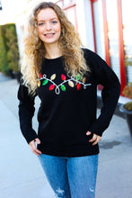 Load image into Gallery viewer, It&#39;s Lit Black Sequin Embroidered Christmas Lights Sweater