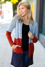 Load image into Gallery viewer, Take a Look Heather Grey Two Tone Hacci Cardigan