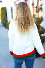 Load image into Gallery viewer, Hohoho Red &amp; Green &quot;Holly Jolly&quot; Lurex Embroidered Sweater