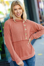Load image into Gallery viewer, Cozy Up Rust Princess Line Out Seam Button Down Hoodie