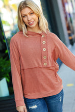 Load image into Gallery viewer, Cozy Up Rust Princess Line Out Seam Button Down Hoodie