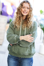 Load image into Gallery viewer, Know Yourself Olive Acid Wash Fleece Lined Hoodie