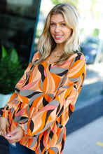 Load image into Gallery viewer, In My Thoughts Rust Abstract V Neck Peplum Top