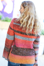 Load image into Gallery viewer, Going My Way Rust &amp; Mustard Stripe Boucle Turtleneck Sweater