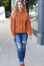 Load image into Gallery viewer, Joyful Days Rust Cable Knit Tassel Fringe Sweater