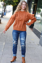 Load image into Gallery viewer, Joyful Days Rust Cable Knit Tassel Fringe Sweater