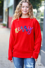 Load image into Gallery viewer, More The Merrier Red Pop Up Lurex Sweater