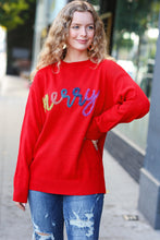 Load image into Gallery viewer, More The Merrier Red Pop Up Lurex Sweater