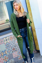 Load image into Gallery viewer, Over The Moon Olive Hacci Midi Open Cardigan