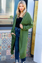 Load image into Gallery viewer, Over The Moon Olive Hacci Midi Open Cardigan