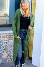 Load image into Gallery viewer, Over The Moon Olive Hacci Midi Open Cardigan