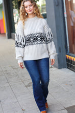 Load image into Gallery viewer, Ready For Anything Taupe &amp; Black Tassel Aztec Sweater