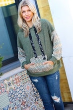 Load image into Gallery viewer, Slouchy Olive Hacci Corded Vintage Chevron Hoodie