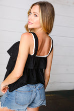 Load image into Gallery viewer, Black Eyelet Tiered Sleeveless Lined Top