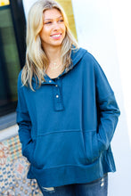 Load image into Gallery viewer, Cozy Up Teal French Terry Snap Button Hoodie