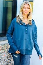 Load image into Gallery viewer, Cozy Up Teal French Terry Snap Button Hoodie