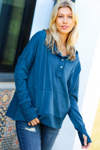 Load image into Gallery viewer, Cozy Up Teal French Terry Snap Button Hoodie