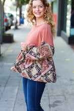 Load image into Gallery viewer, Rust Boho Patchwork French Terry Babydoll Top