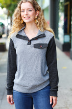 Load image into Gallery viewer, Charcoal &amp; Grey Color Block Rib Button Down Top