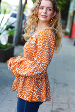 Load image into Gallery viewer, Rust Leopard Print Smocked Ruffle Hem Top