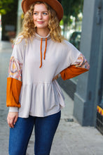 Load image into Gallery viewer, Easy Days Ahead Taupe/Rust Turtleneck Babydoll Terry Top
