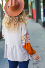 Load image into Gallery viewer, Easy Days Ahead Taupe/Rust Turtleneck Babydoll Terry Top