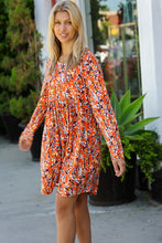 Load image into Gallery viewer, Rust &amp; Chocolate Floral Long Sleeve Babydoll Dress