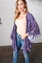 Load image into Gallery viewer, Navy Boho Ethnic Rayon Challis Cover Up Kimono