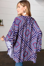 Load image into Gallery viewer, Navy Boho Ethnic Rayon Challis Cover Up Kimono