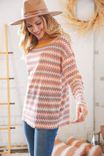 Load image into Gallery viewer, Multicolor Zig Zag Textured Loose Knit Sweater