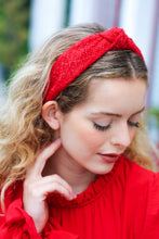 Load image into Gallery viewer, Red Knit Top Knot Headband