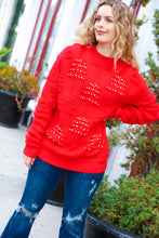 Load image into Gallery viewer, More The Merrier Red Pearl Christmas Tree Jacquard Sweater