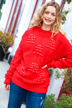 Load image into Gallery viewer, More The Merrier Red Pearl Christmas Tree Jacquard Sweater