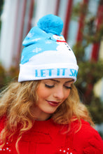 Load image into Gallery viewer, &quot;Let It Snow&quot; Snowman Pom-Pom Beanie